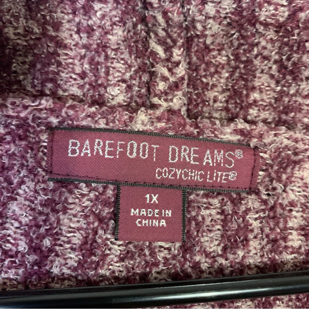 Barefoot Dreams Burgundy CozyChic Lite Montevideo Cardigan Size 1X - Picture 3 of 7